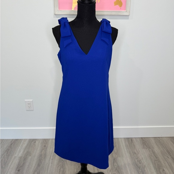 Eliza J Royal Blue V-Neck Midi Dress (Sz 4) - Picture 2 of 7